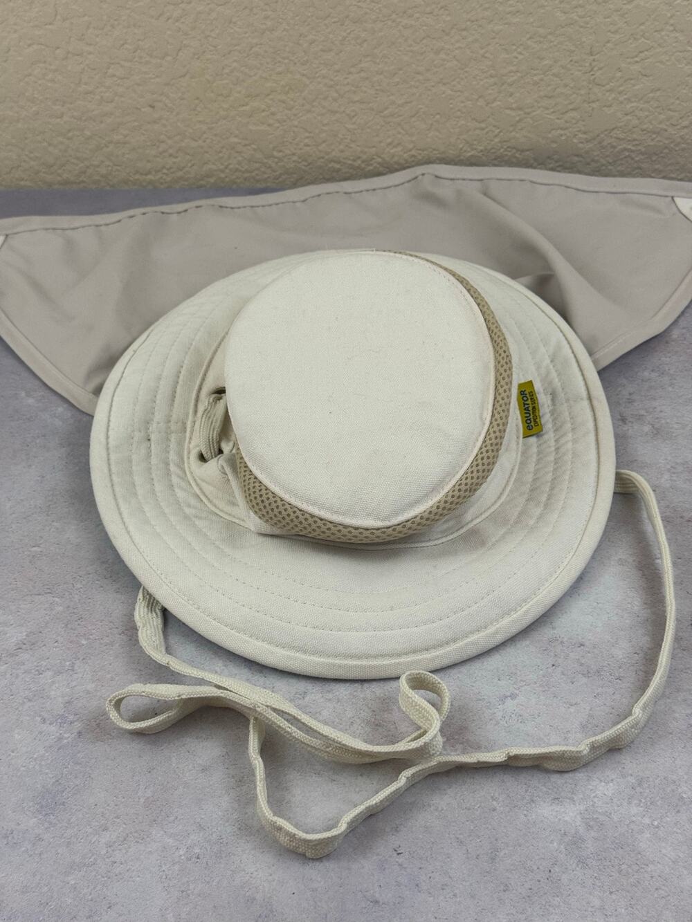 Equator Expedition Series Safari Hat Men Beige Canvas Neck Guard Compass